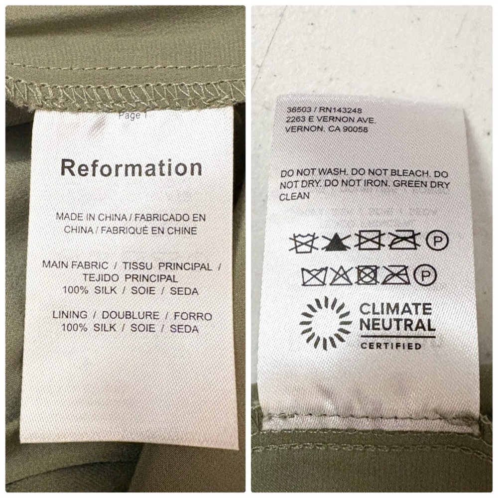 NWT Reformation Sage Silk‎ Jumpsuit in Artichoke - Picture 12 of 12